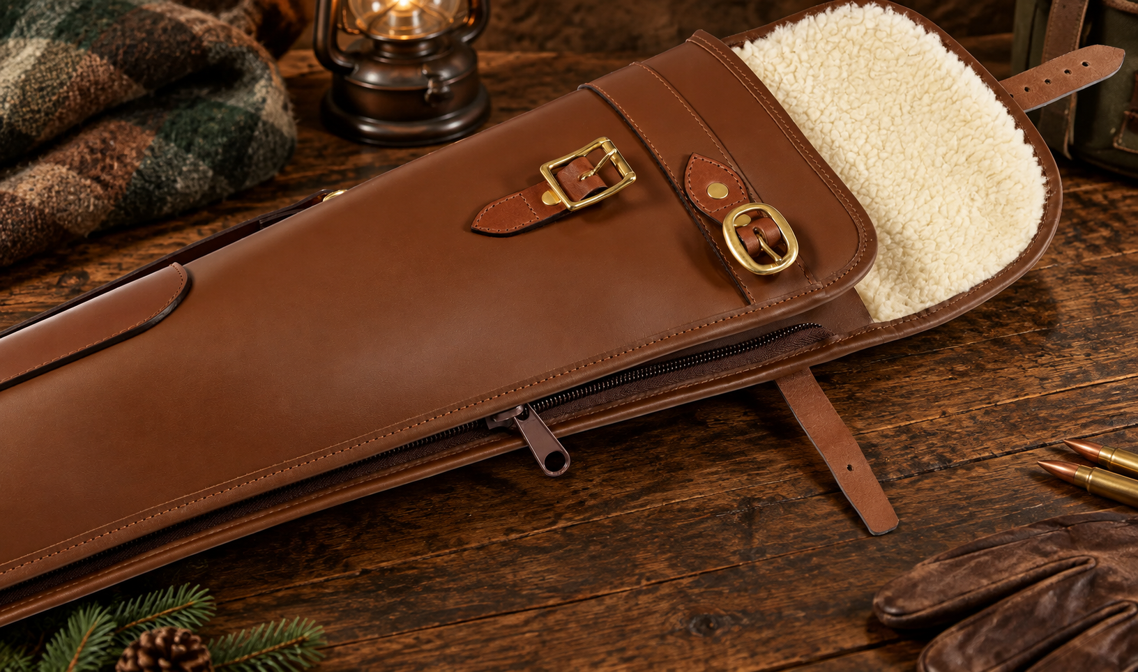 Byland Leather Shotgun Slip – Flap, Buckle & Full-Zip Gun Case