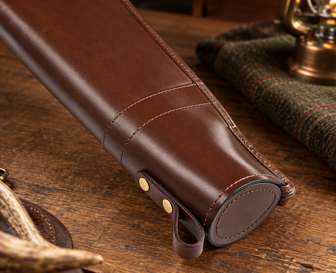 Malton English Bridle Leather Shotgun Slip – Flap, Buckle & Zip Gun Case