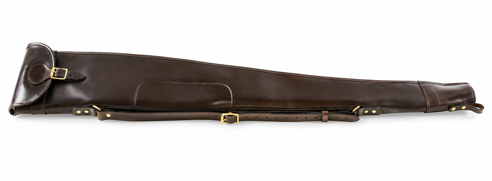 Malton English Bridle Leather Shotgun Slip – Flap, Buckle & Zip Gun Case