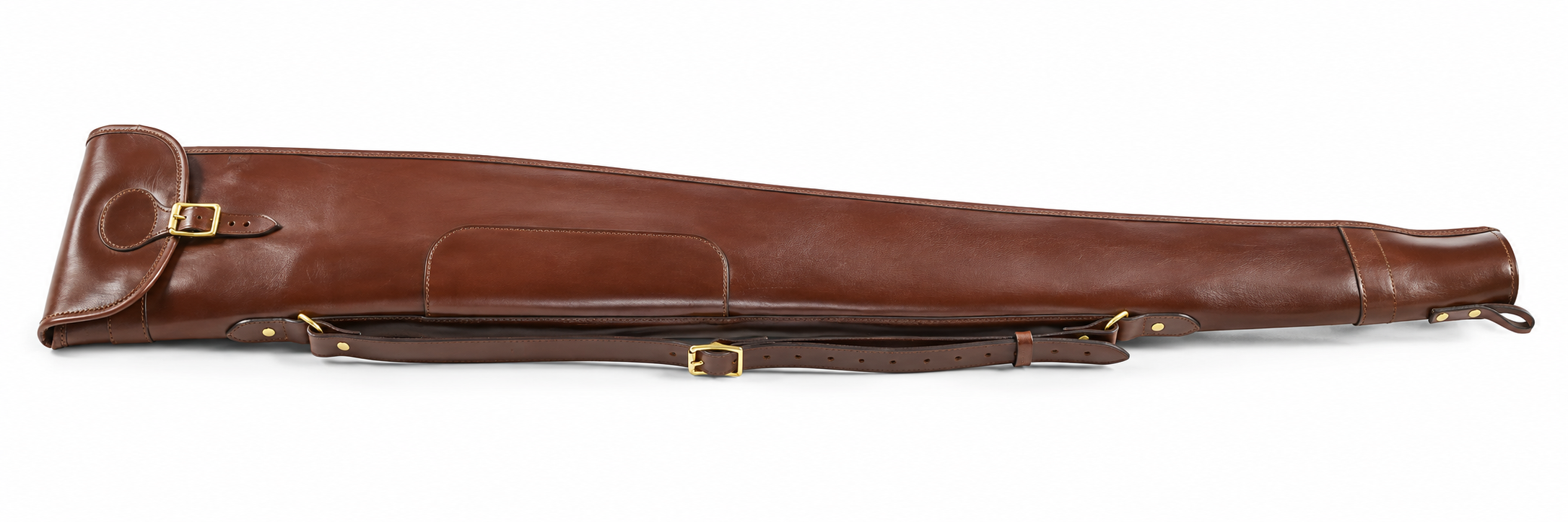 Malton English Bridle Leather Shotgun Slip – Flap, Buckle & Zip Gun Case