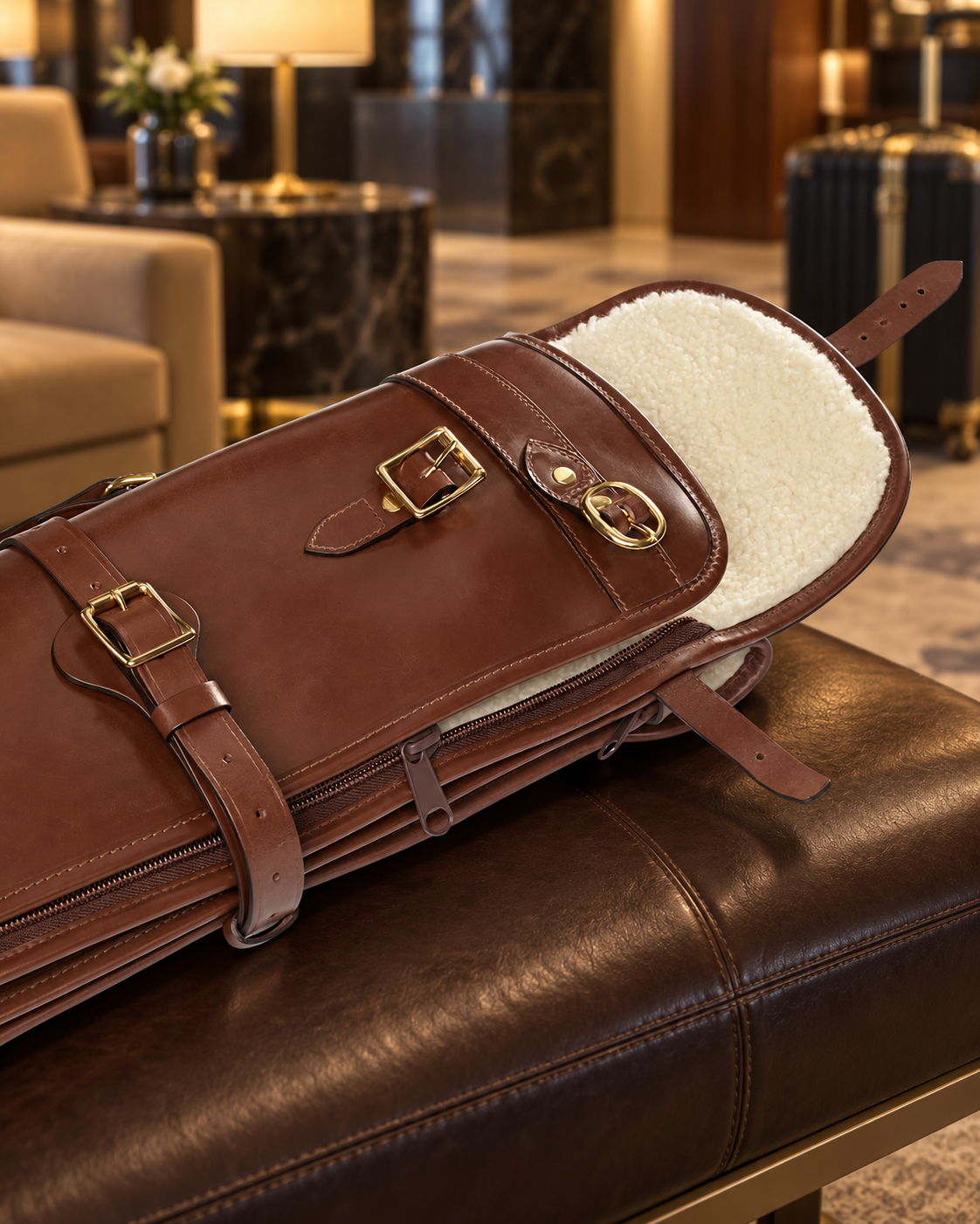 Malton English Bridle Leather Double Shotgun Slip – Detachable Twin Gun Case