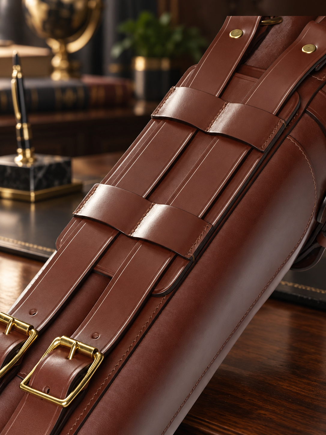 Malton English Bridle Leather Double Shotgun Slip – Detachable Twin Gun Case