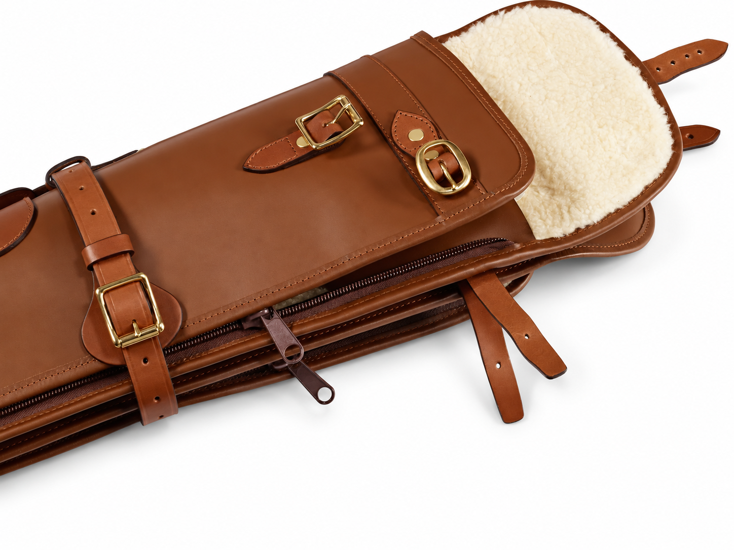Byland Leather Double Shotgun Slip – Detachable Twin Gun Case with Flap & Zip