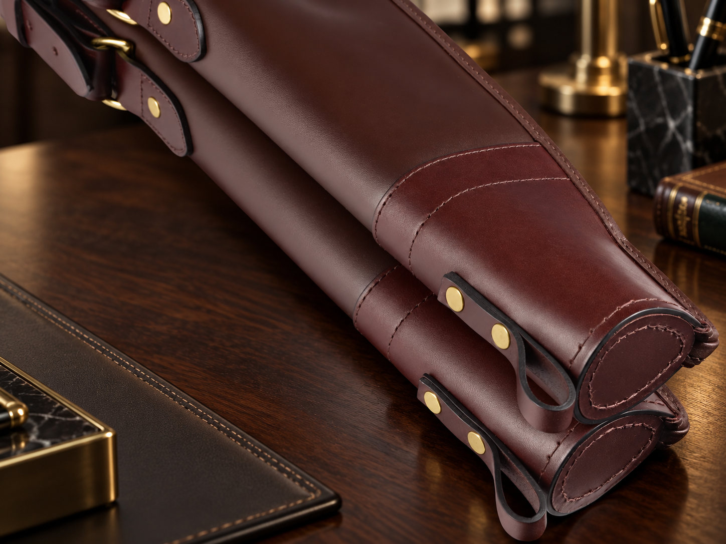 Byland Leather Double Shotgun Slip – Detachable Twin Gun Case with Flap & Zip