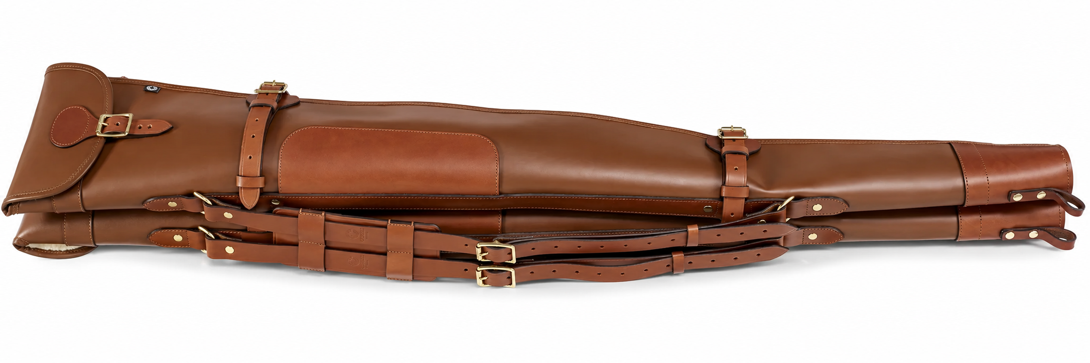 Byland Leather Double Shotgun Slip – Detachable Twin Gun Case with Flap & Zip