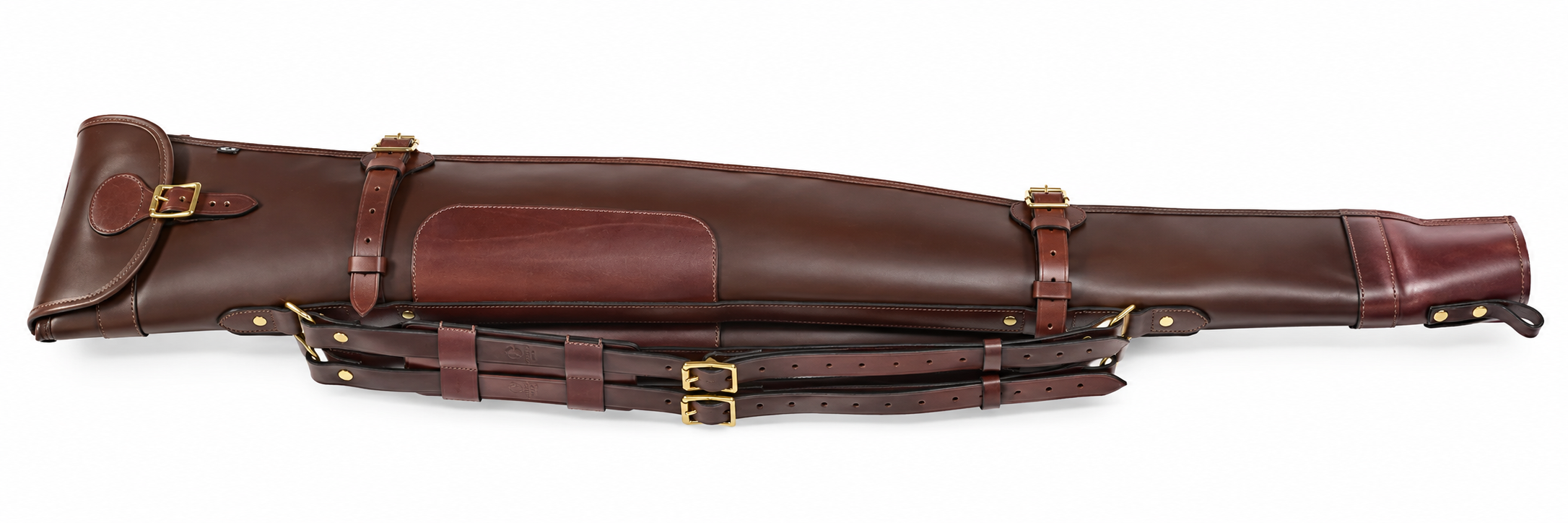 Byland Leather Double Shotgun Slip – Detachable Twin Gun Case with Flap & Zip