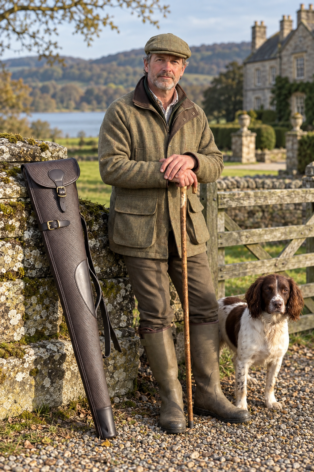 Oak Chequered Shotgun Slip Case – Leather Trimmed Fleece-Lined Gun Case
