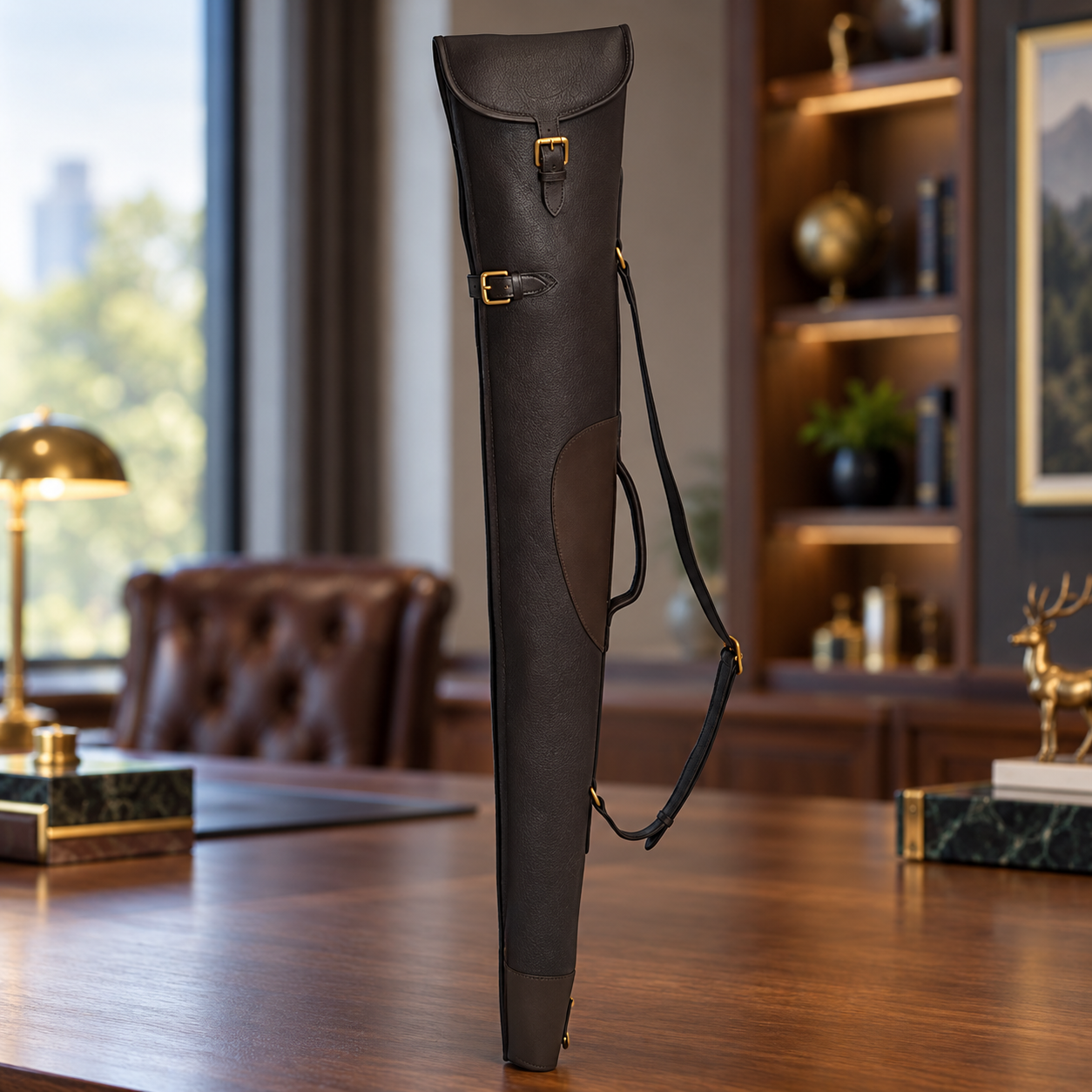 Havana Brown Grained Leather Shotgun Slip – Fleece-Lined Gun Case