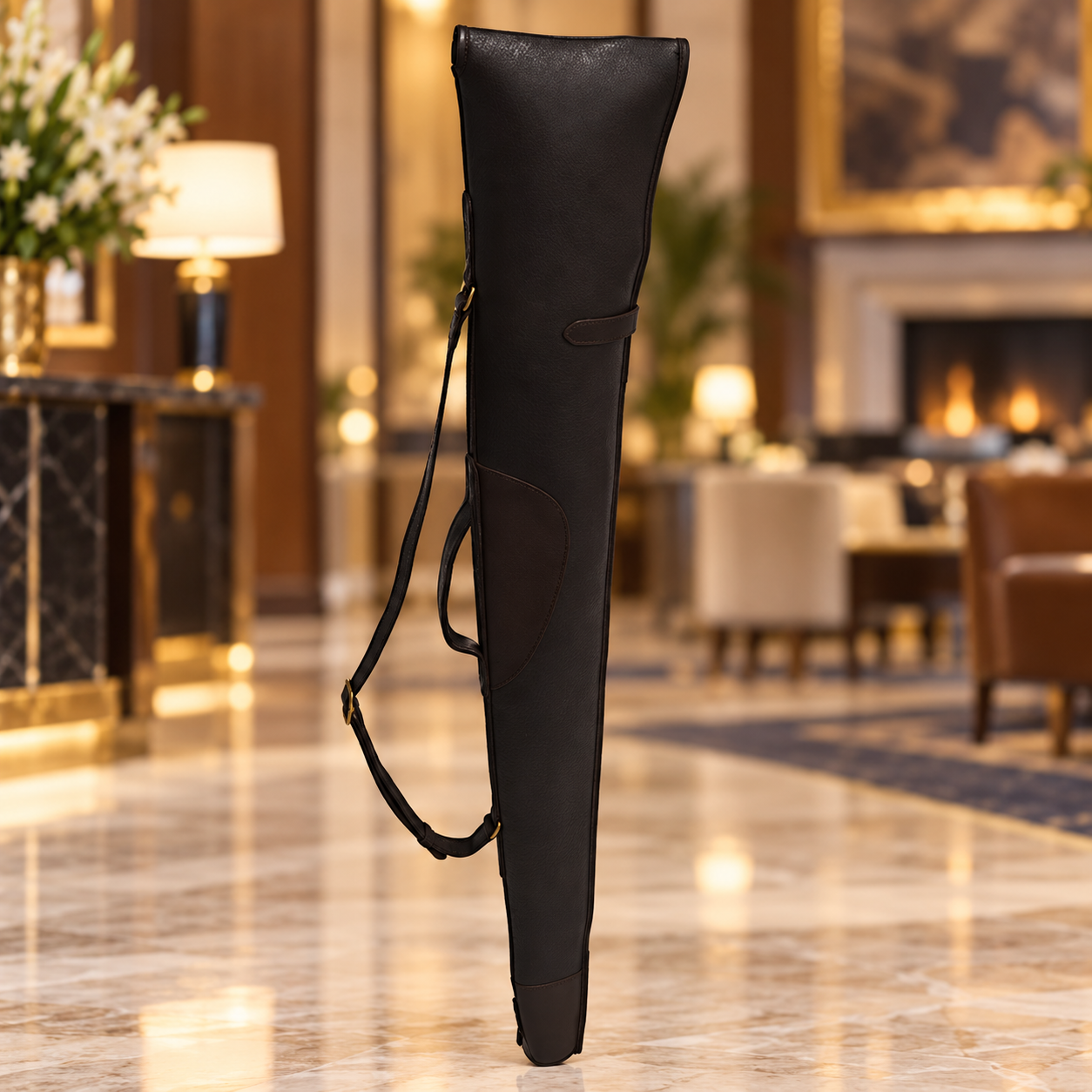 Havana Brown Grained Leather Shotgun Slip – Fleece-Lined Gun Case