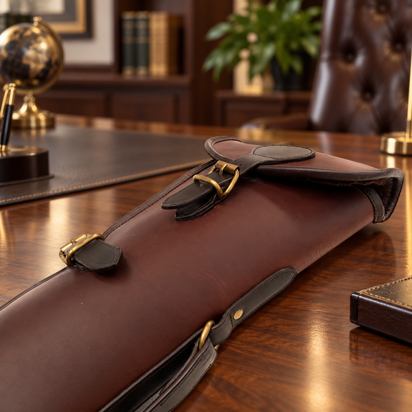 Latigo Brown Leather Shotgun Slip – Smooth Finish Fleece-Lined Gun Case