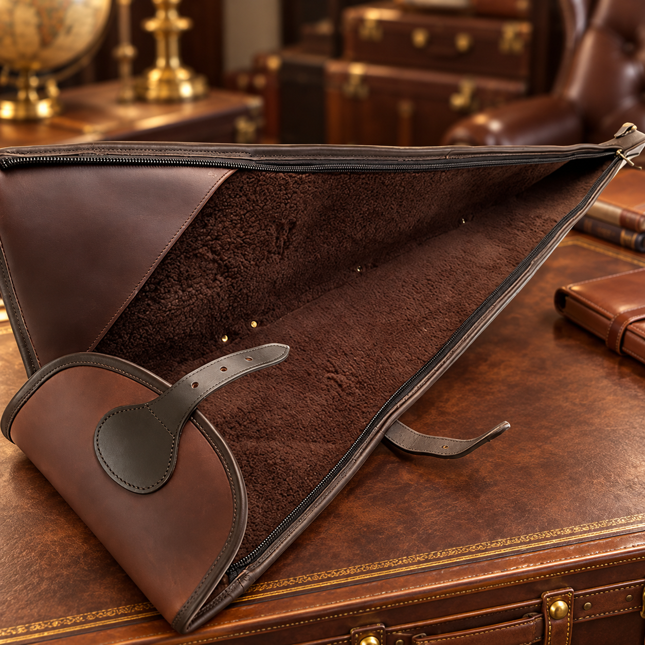Latigo Brown Leather Shotgun Slip – Smooth Finish Fleece-Lined Gun Case