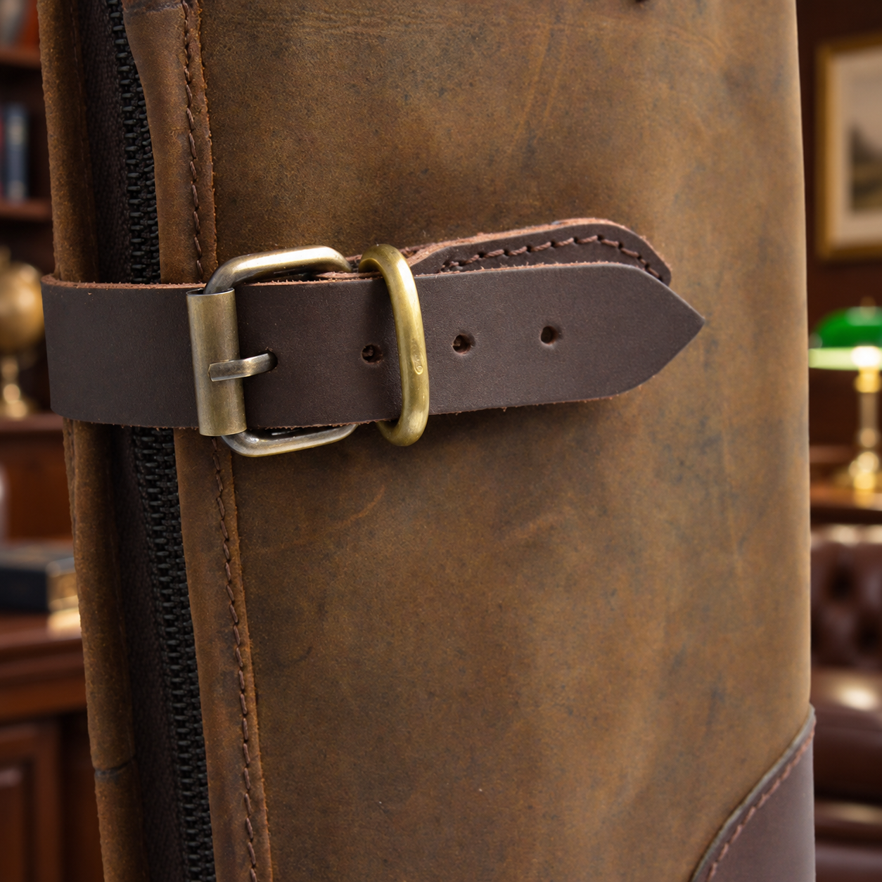 Distressed Brown Leather Shotgun Slip – Fleece-Lined Gun Case