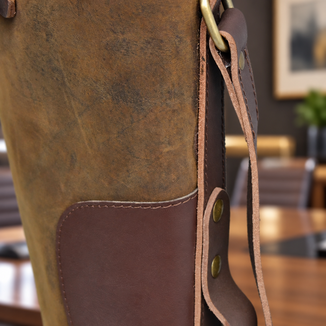 Distressed Brown Leather Shotgun Slip – Fleece-Lined Gun Case