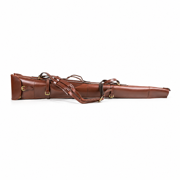 Harness Brown Double Shotgun Slip – Leather Buckle & Flap Gun Case