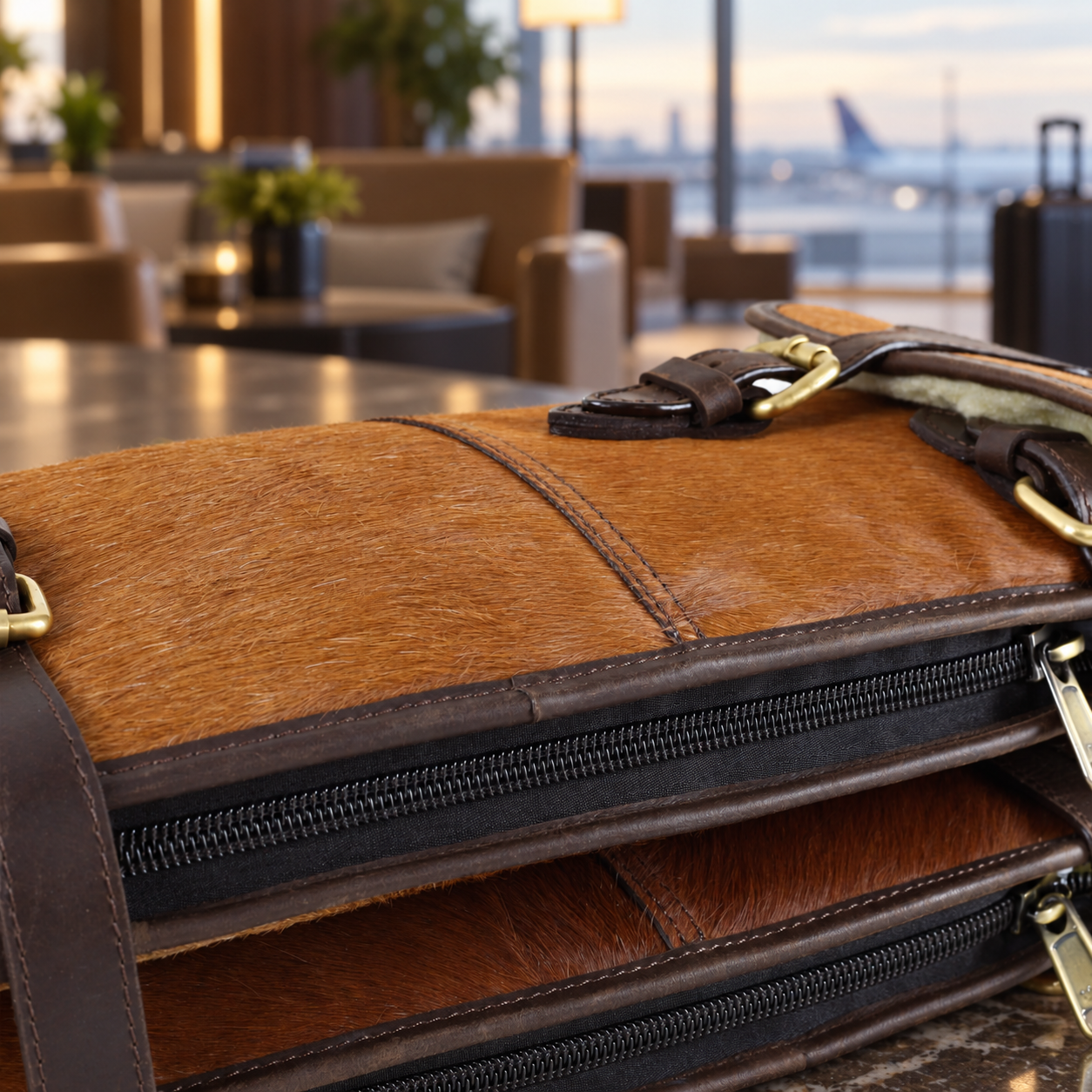 Cowhide & Leather Double Shotgun Slip – Buckle, Flap & Zip Gun Case