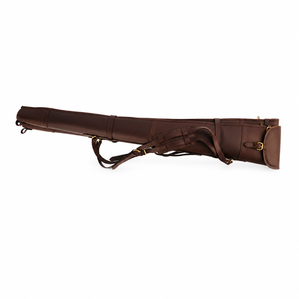 Devonshire Dark Leather Double Shotgun Slip – Buckle & Flap Gun Case