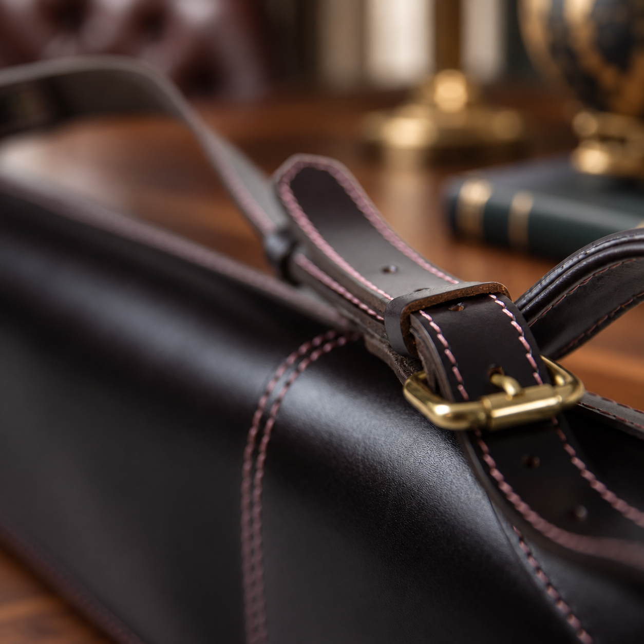 Dark Brown & Rose Leather Shotgun Slip – Buckle, Flap & Zip Gun Case up to 30"