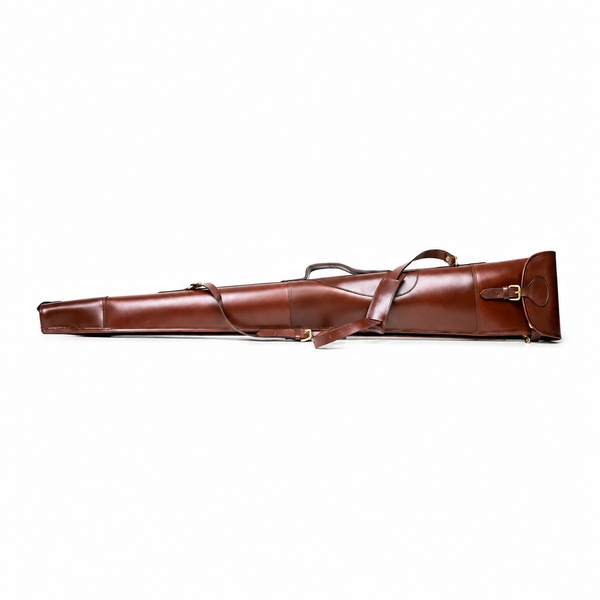 Harness Brown Leather Shotgun Slip – Buckle & Flap Gun Case up to 30"