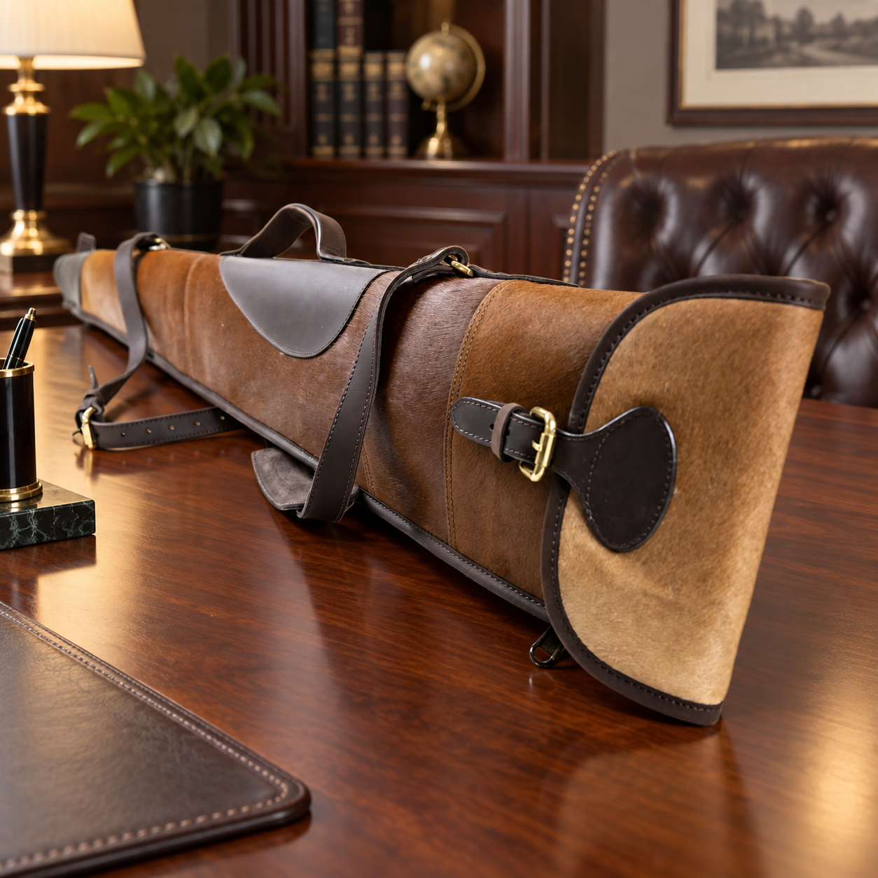 Cowhide & Leather Shotgun Slip – Buckle, Flap & Zip Gun Case up to 32"