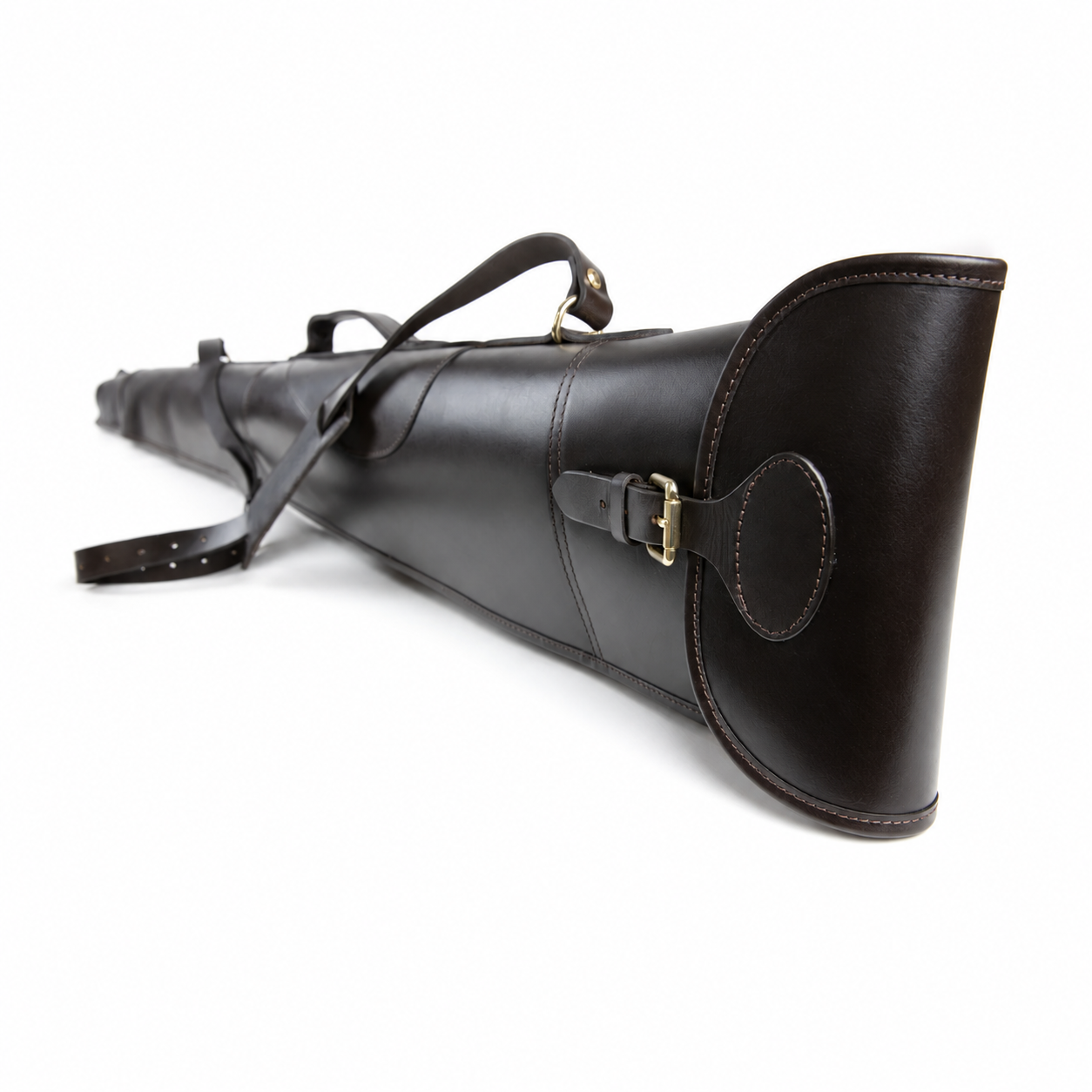 Dark Brown Leather Shotgun Slip – Buckle, Flap & Zip Gun Case up to 30"