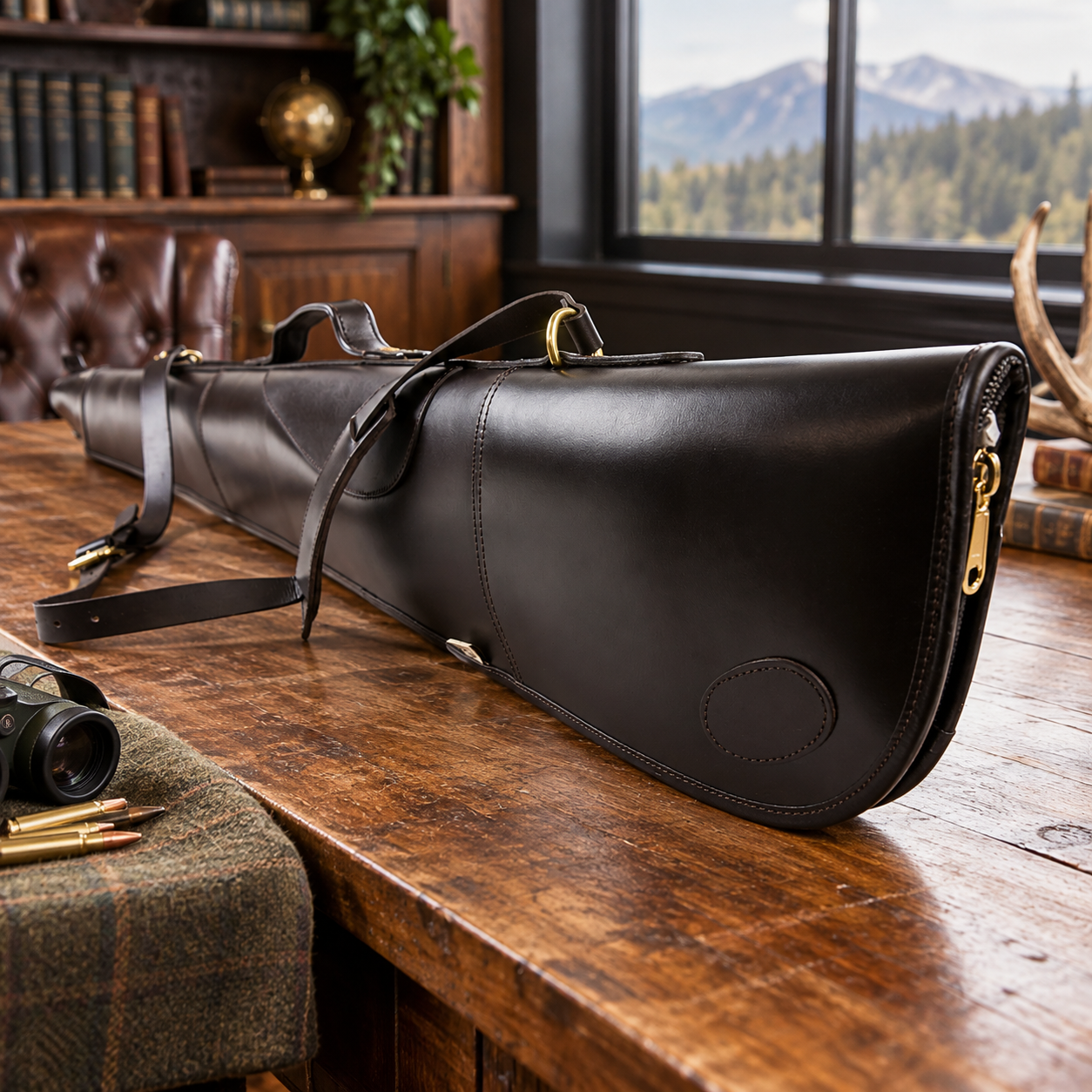 Premier Leather Gun Slip up to 30" – Zip Around – Dark Brown