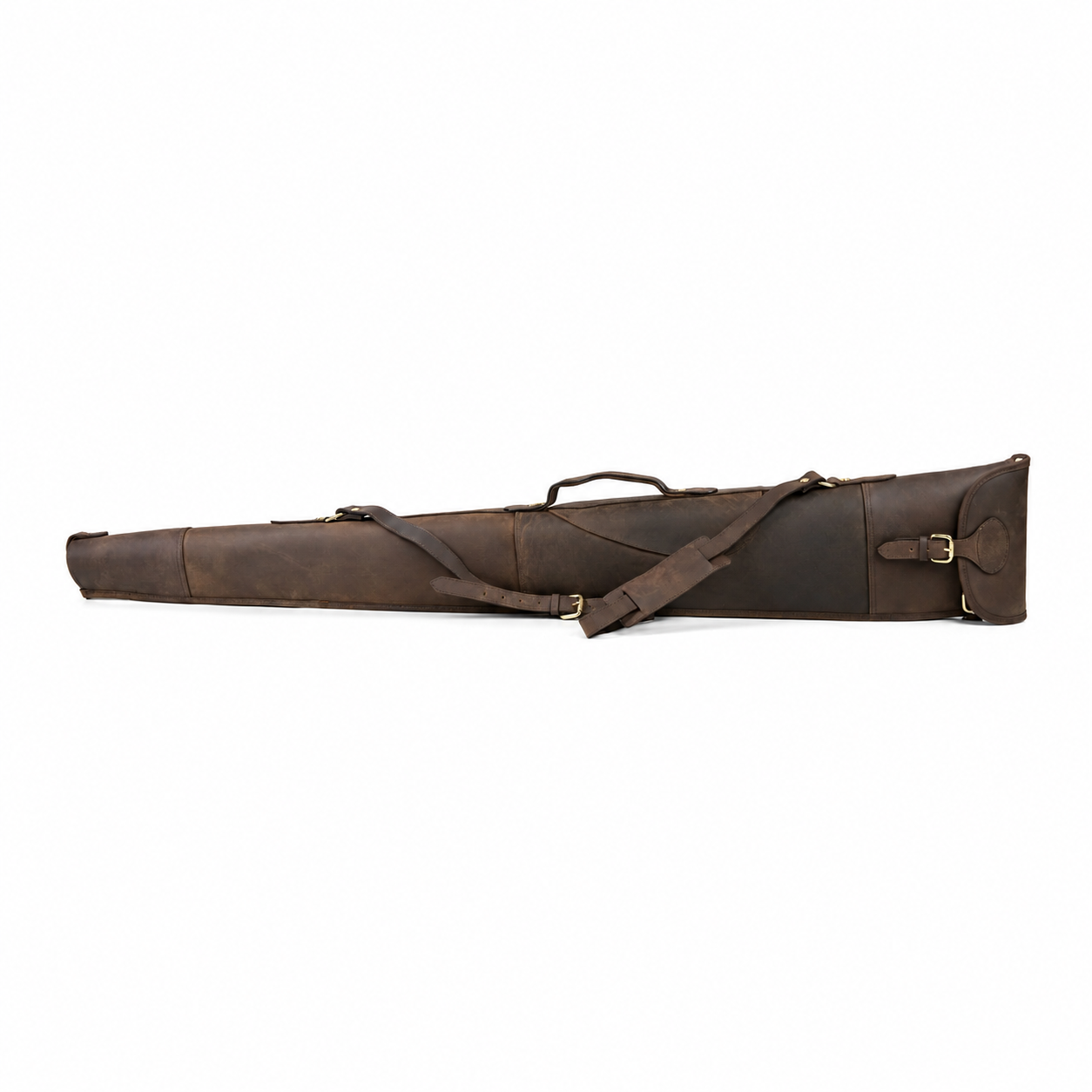 Devonshire Dark Leather Shotgun Slip – Buckle, Flap & Zip Gun Case up to 30"