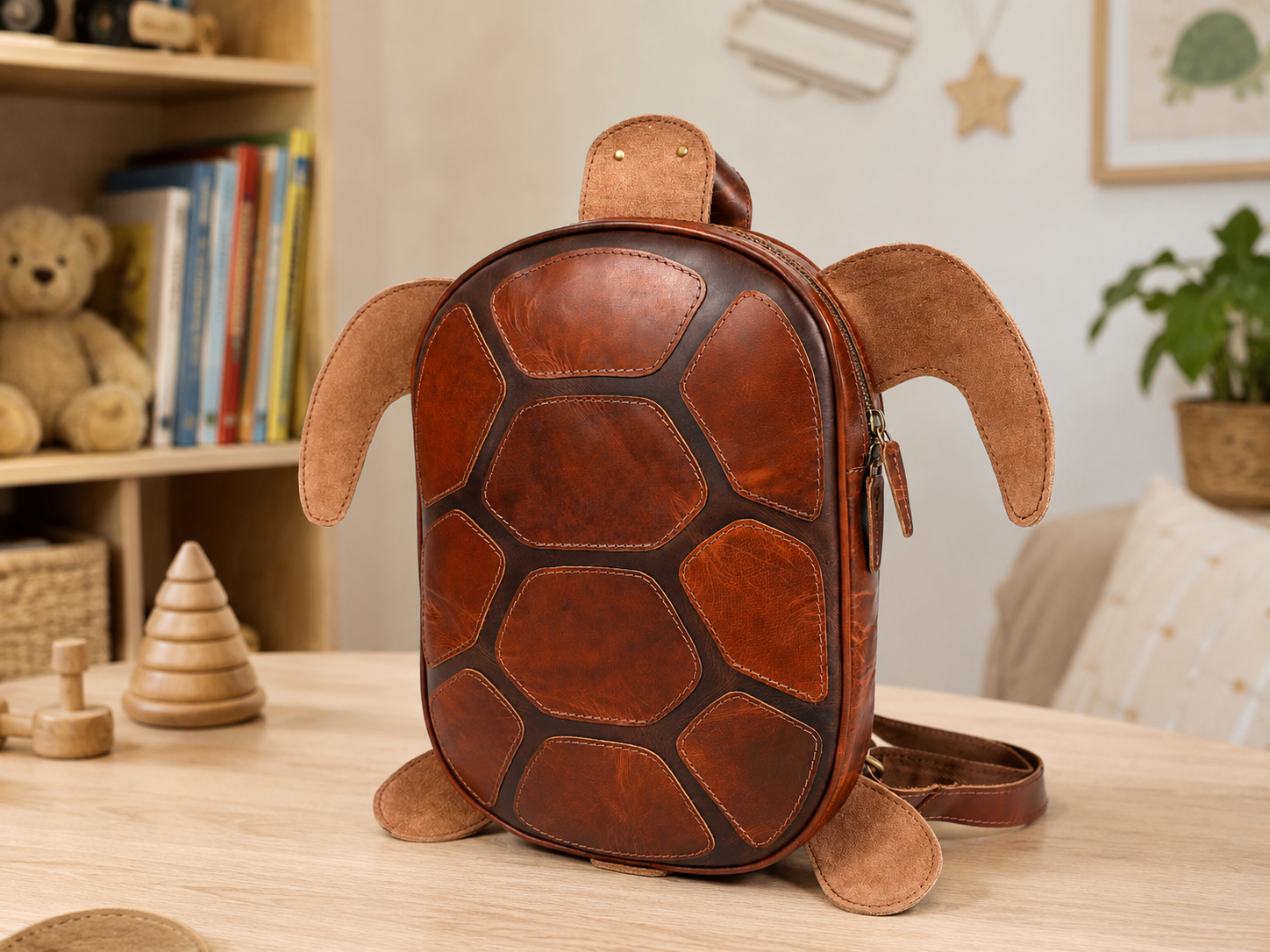 Handmade Turtle Leather Backpack