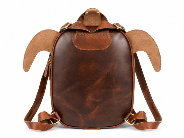 Handmade Turtle-Shaped Buffalo Leather Laptop Backpack