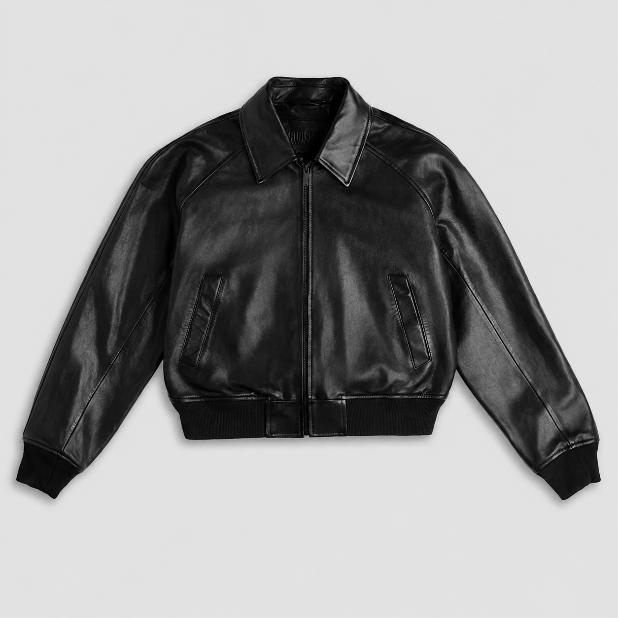Women’s Black Full-Grain Leather Varsity Jacket