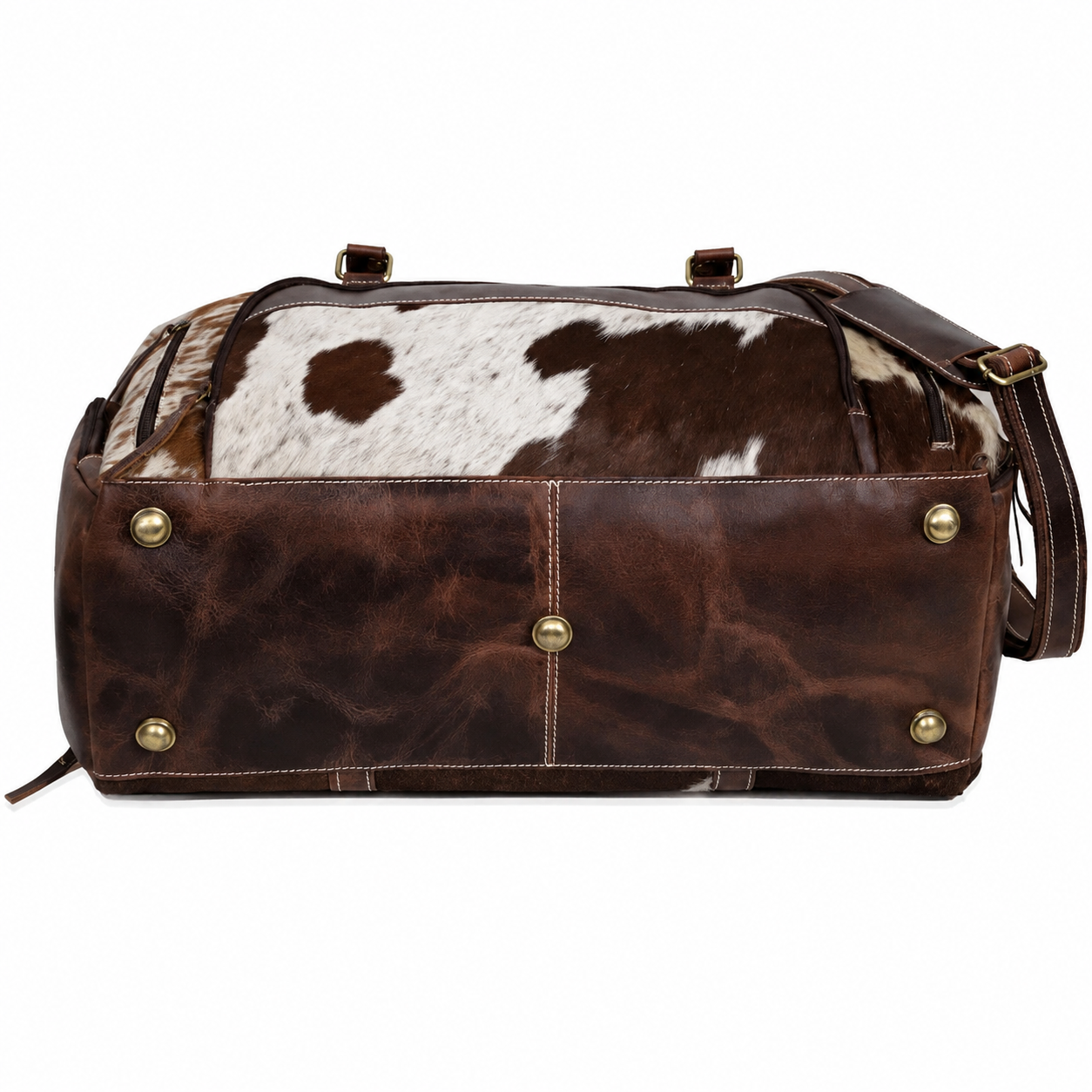Premium Cowhide Leather Duffle Bag - Unisex Travel Weekender Bag