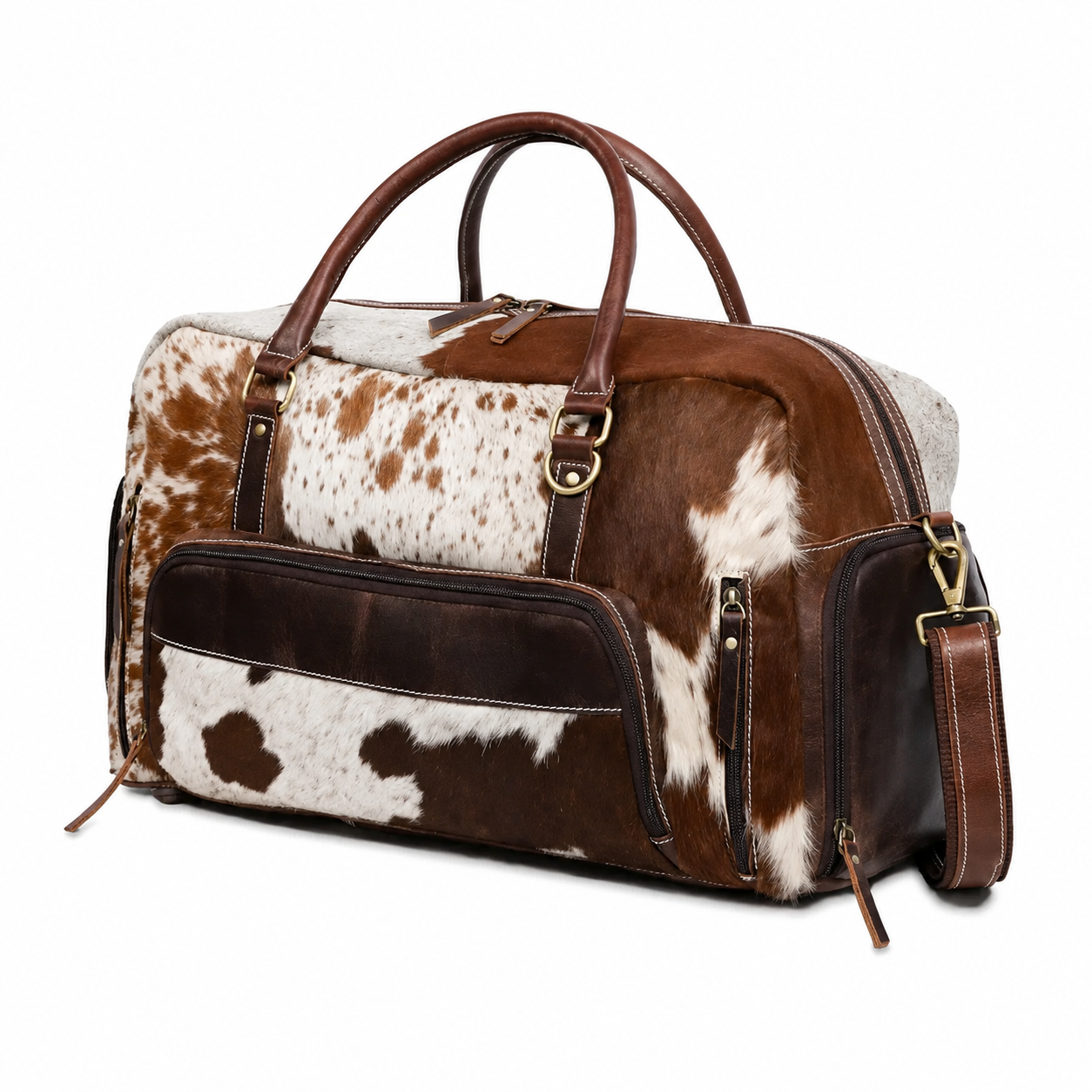 Premium Cowhide Leather Duffle Bag - Unisex Travel Weekender Bag