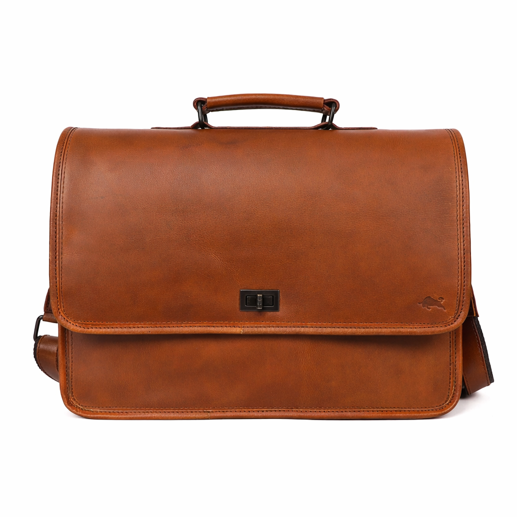 Parker Tan Leather Messenger Bag for Men