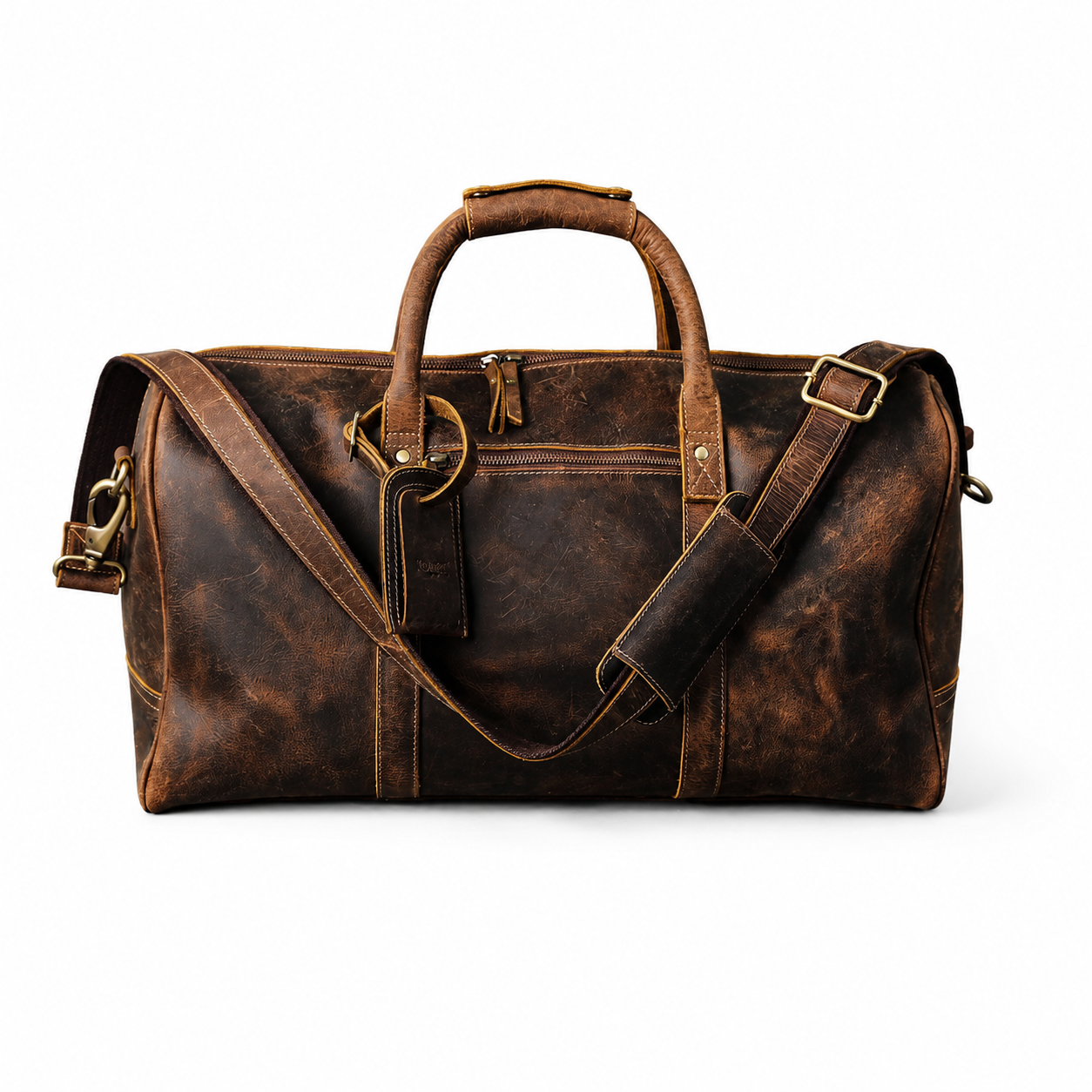 24-Inch Full Grain Leather Duffel Bag for Men & Women – Travel, Gym & Weekend Overnight Bag