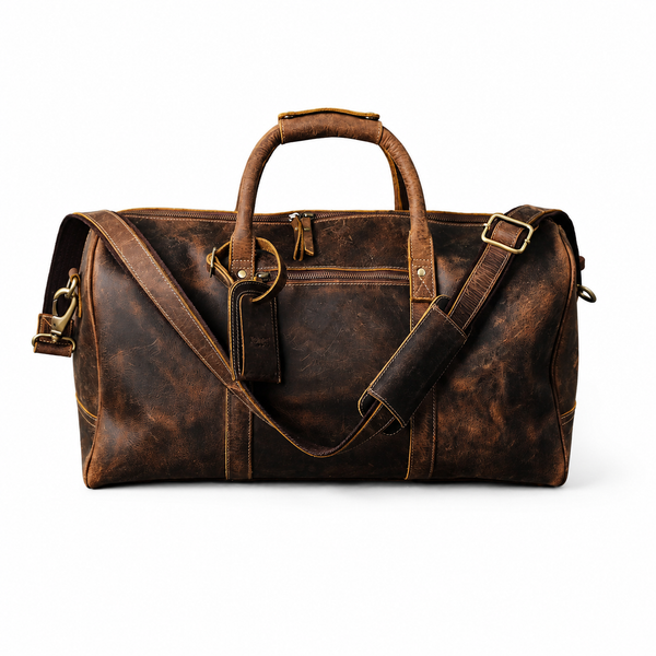 24-Inch Full Grain Leather Duffel Bag for Men & Women – Travel, Gym & Weekend Overnight Bag