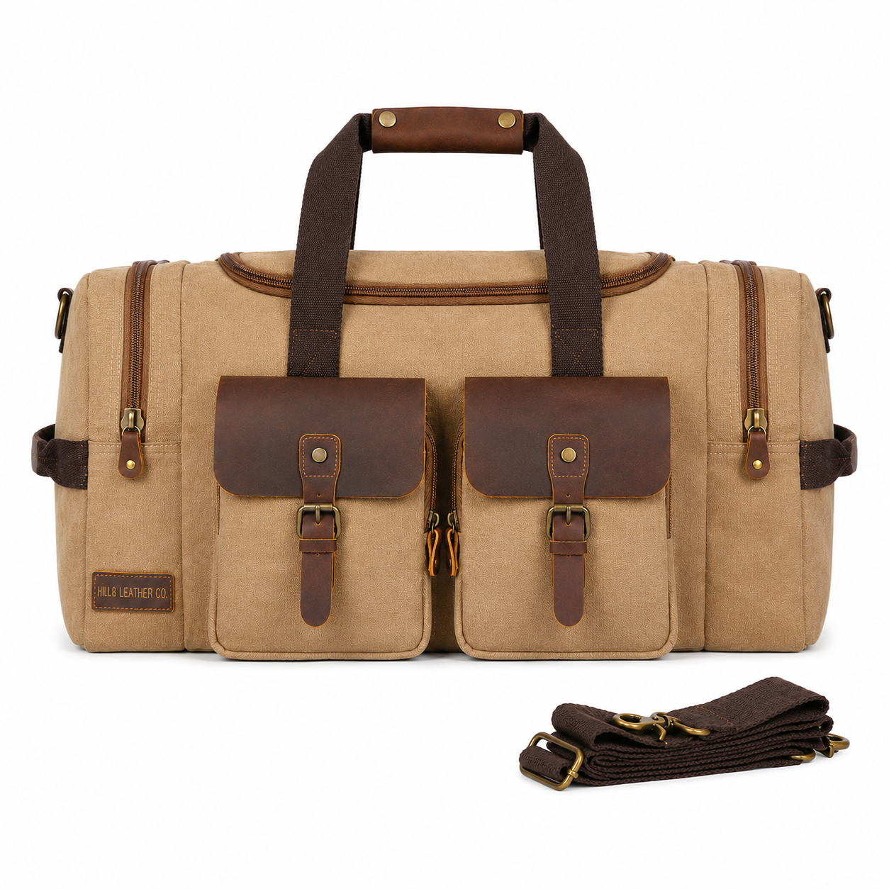 Canvas Cowhide Leather Duffel Bag