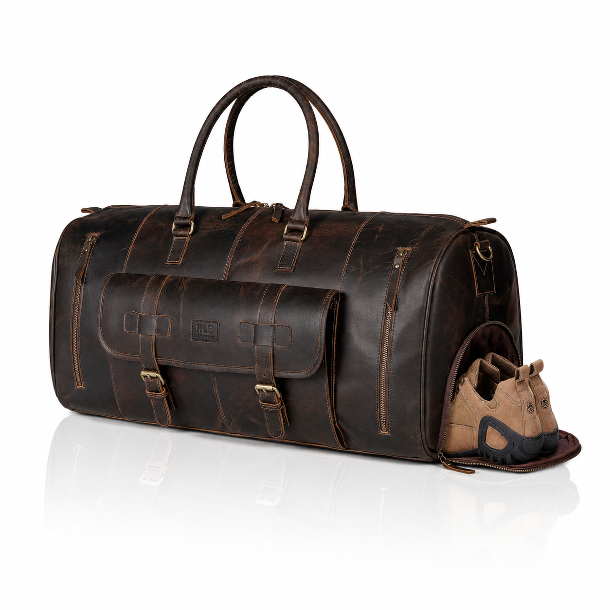 Denali Brown Shoe Leather Duffle Bag for Men