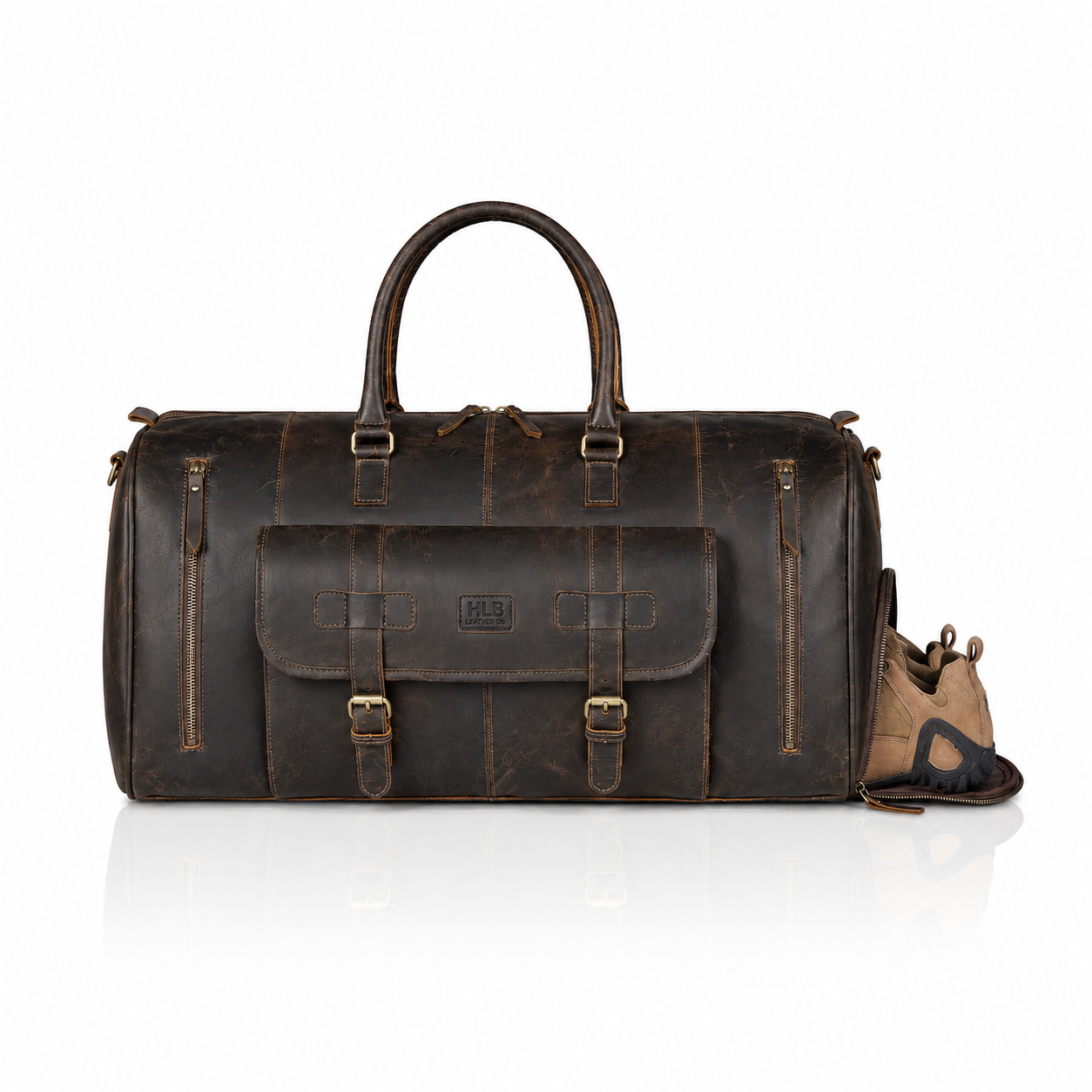 Denali Brown Shoe Leather Duffle Bag for Men