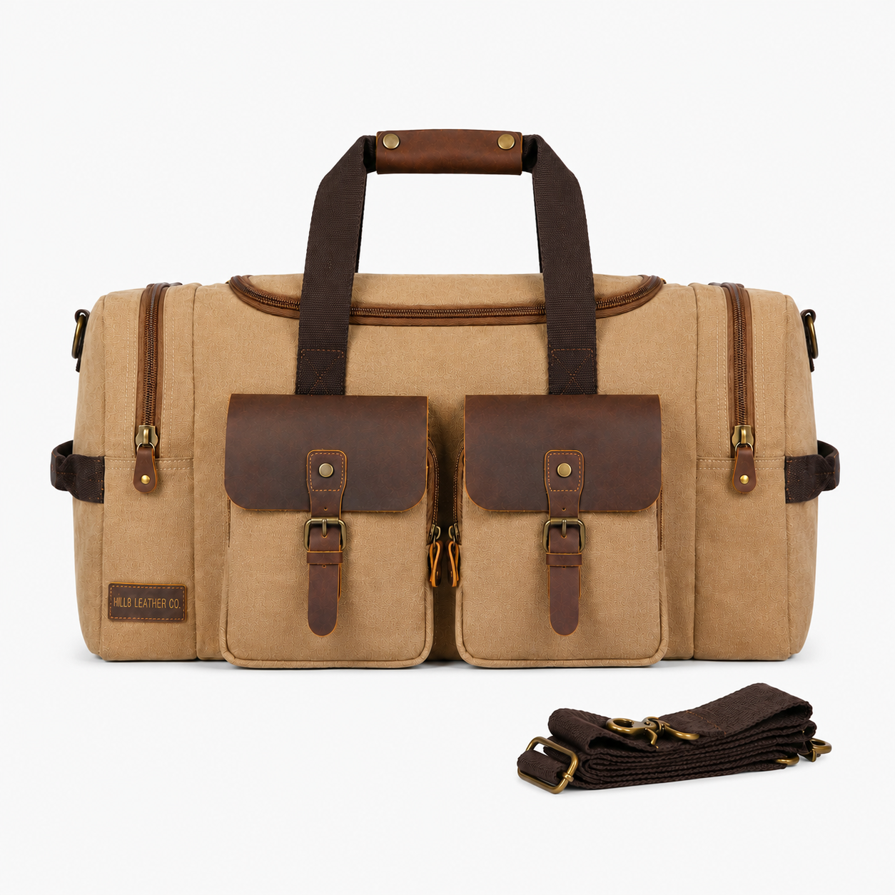 Canvas Cowhide Leather Duffel Bag