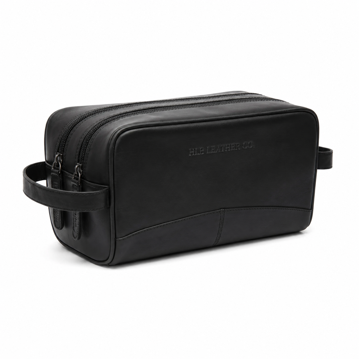 Black Wax Pull-Up Leather Toiletry Bag – Compact Travel Dopp Kit