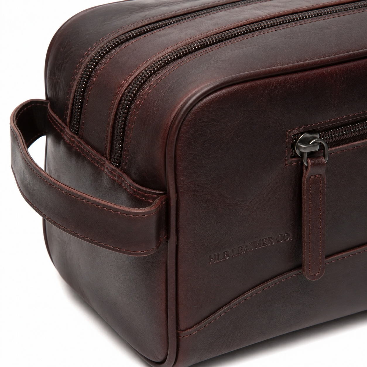 Brown Waxed Leather Toiletry Bag – Compact Travel Dopp Kit
