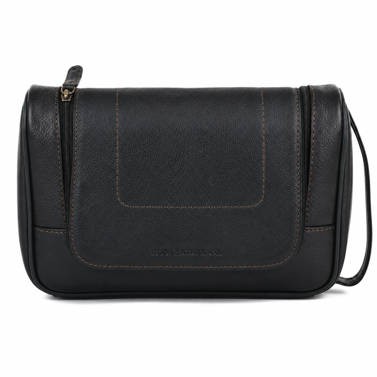 Brown Hanging Leather Wash Bag – Classic Full-Grain Travel Toiletry Organizer