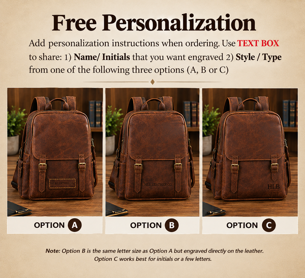 Cognac Wax Pull-Up Leather Backpack for Women