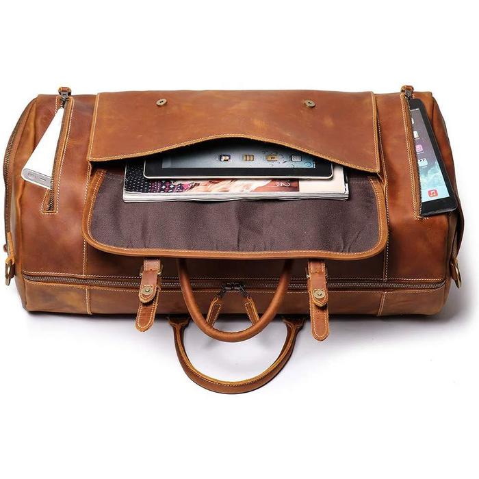 Premium Full-Grain Buffalo Leather Travel & Work Set – Duffel, Messenger Bag & Toiletry Bag