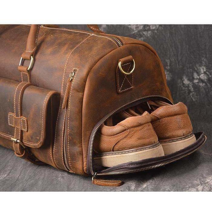 Premium Full-Grain Buffalo Leather Travel & Work Set – Duffel, Messenger Bag & Toiletry Bag