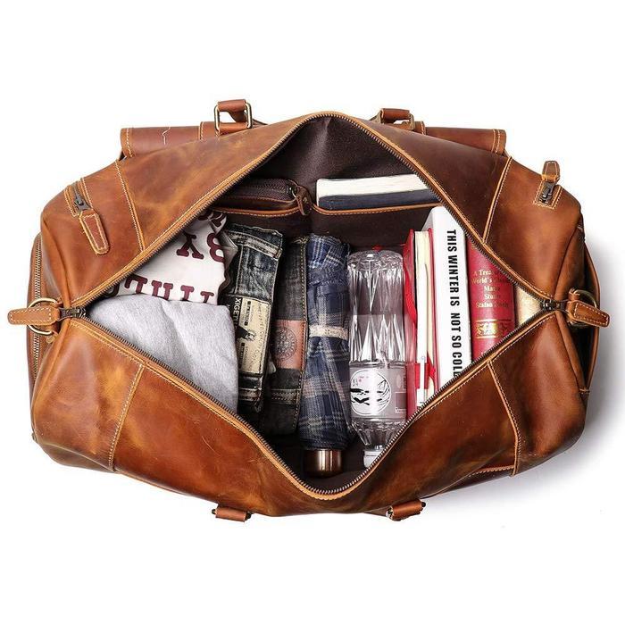 Premium Full-Grain Buffalo Leather Travel & Work Set – Duffel, Messenger Bag & Toiletry Bag