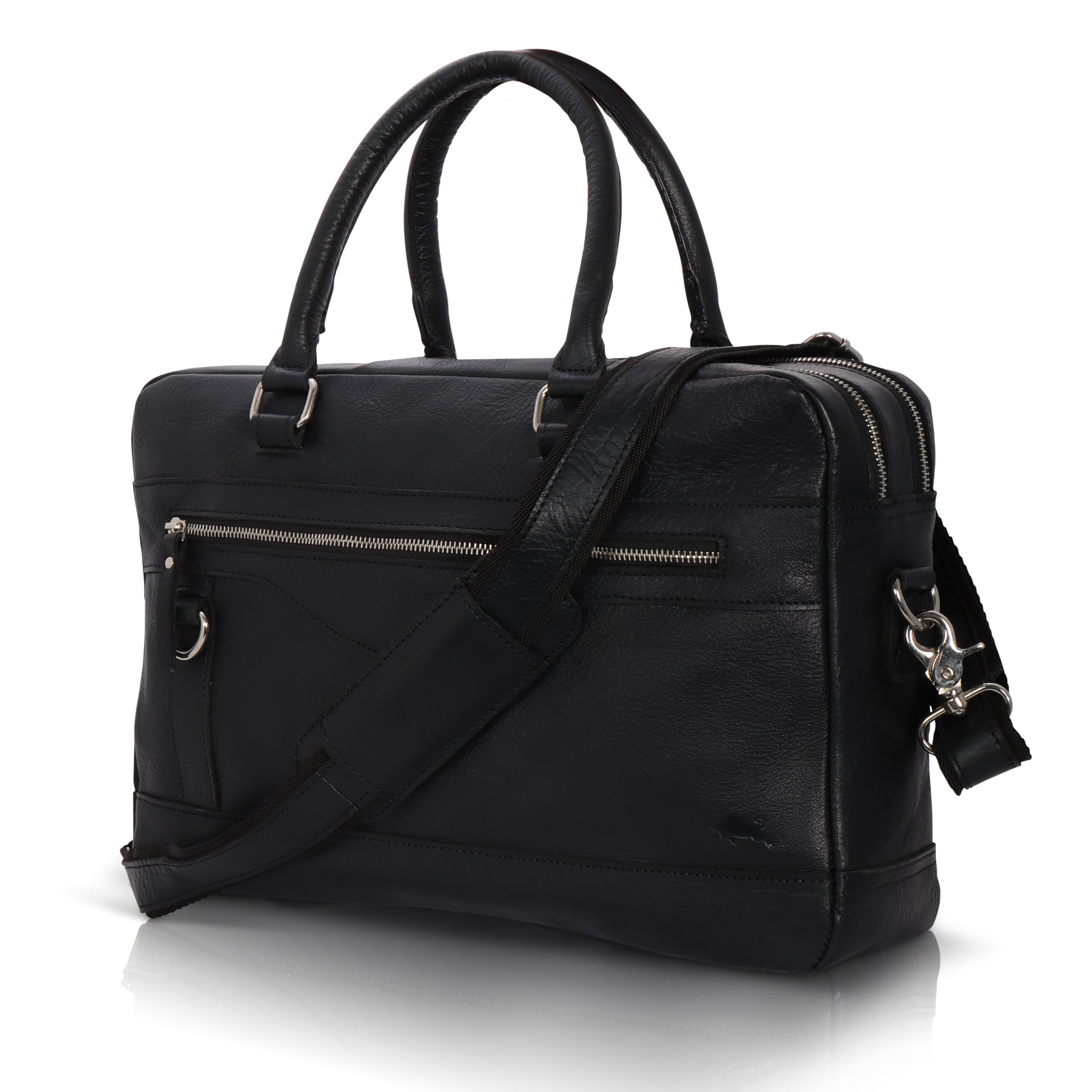 Black Leather Briefcase for Men