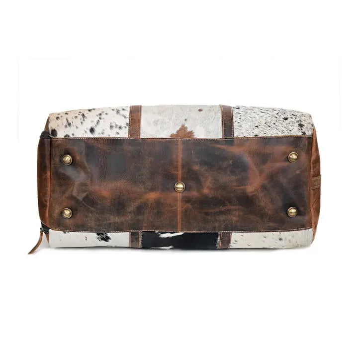 Unisex Cowhide Leather Duffel Bag | Travel Weekender Bag