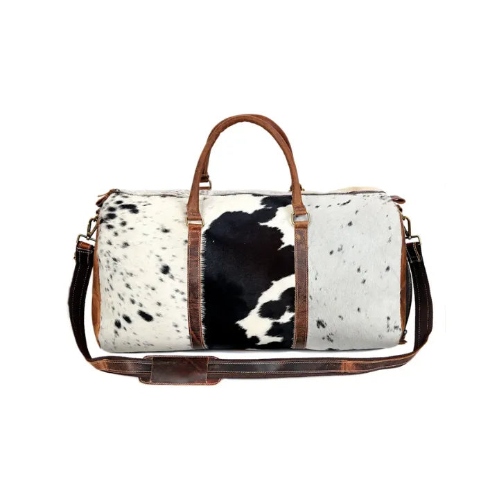 Unisex Cowhide Leather Duffel Bag | Travel Weekender Bag