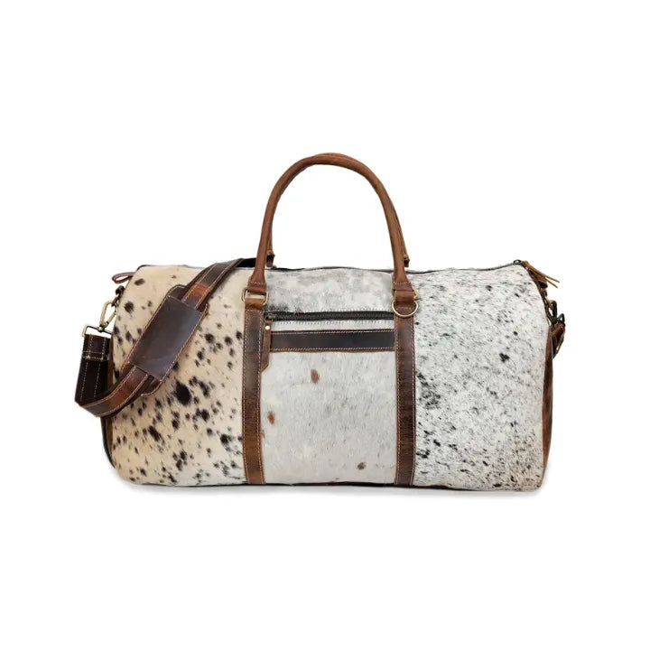 Unisex Cowhide Leather Duffel Bag | Travel Weekender Bag