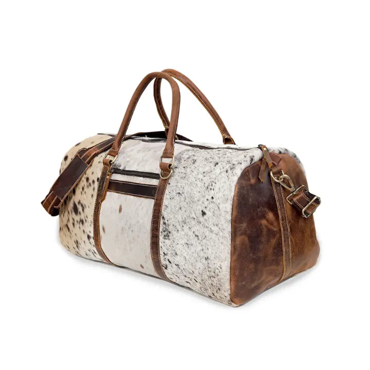 Unisex Cowhide Leather Duffel Bag | Travel Weekender Bag